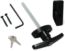 T-Handle Lock Shed Door Latch Lock Kit with 2 Keys and 2 Screws, 5-1/2" Stem Bar