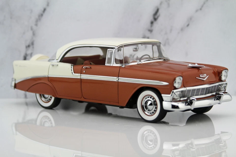 Precision Miniatures USA 1956 Chevrolet Bel Air 4-Door Gold Ivory Hardtop 1:18 - Image 4 of 4