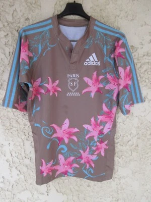 Maillot rugby Stade Français Paris marron fleur 2008 ADIDAS vintage taille M - Photo 1/4