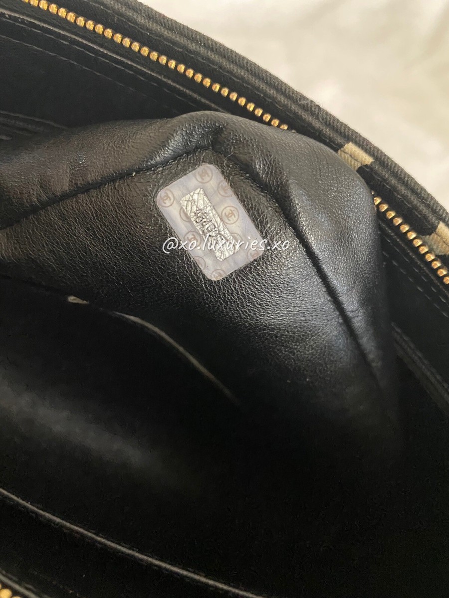 Authentic Chanel Vintage 1997 Letters Shopper Tote Logo Black