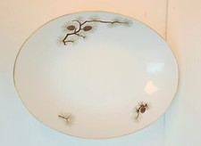 Vintage handpainted 10 1/4" oval serving bowl pine cones Japan Fukagawa Arita