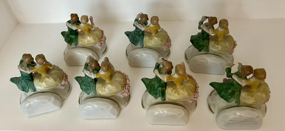 Figura de porcelana de colección Seatendorf Dresden pareja de encaje 7 portatarjetas Alemania Foto 4 de 4
