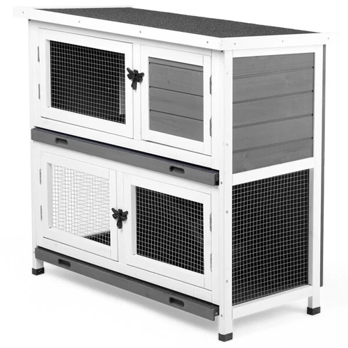 2 Story Solid Wood Rabbit Hutch Bunny Cage Rabbit House Guinea Pig Cage Pet - Picture 6 of 18