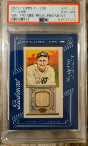2009 COBB T-206 TY COBB MINI FRAME RELIC PIEDMONT GAME USED BAT PSA 8
