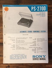 Sony PS-2700 Record Player / Turntable Service Manual Original