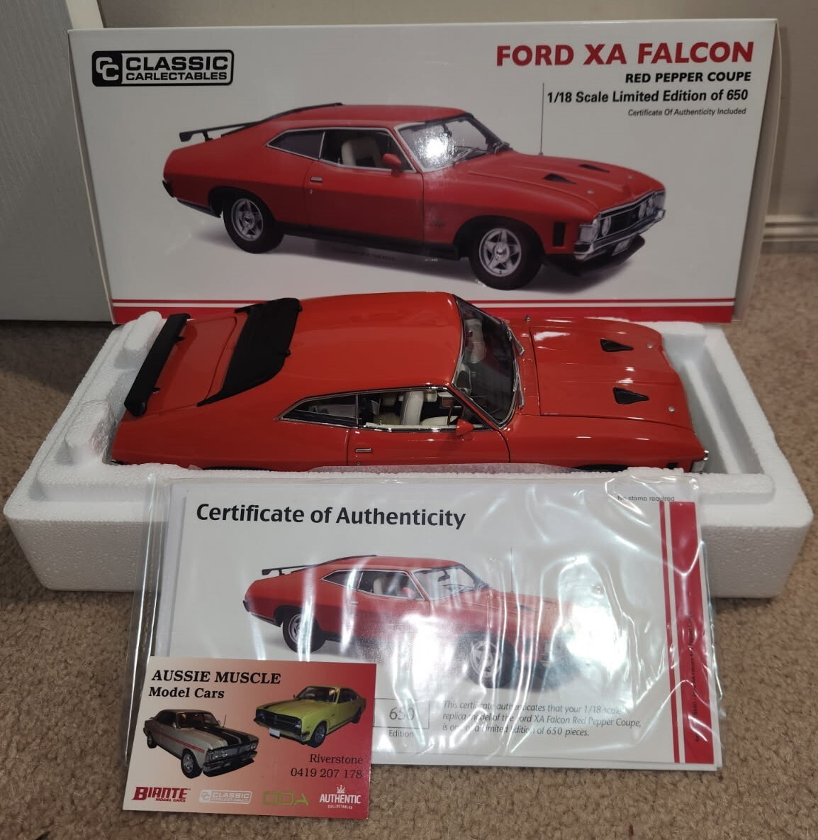 ホビーラジコン FALCON 351 1:18 Classic Ford XA GT 351 Falcon Coupe RPO83 in Pepper Red Only