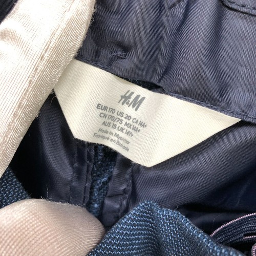 H&M Boys Youth Size 20 Linen Cotton Dress Pants Blue Straight Leg Trouser - Picture 8 of 10