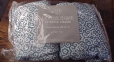 (2x) Levtex Home Quilted Teal Pattern Euro Sham Shams New Open Package 26" X 26"