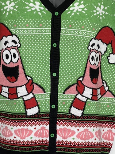 SpongeBob Schwammkopf hässlicher Weihnachtspullover Herren M Strickjacke Urlaub Neu mit Etikett Party - Bild 4 von 13