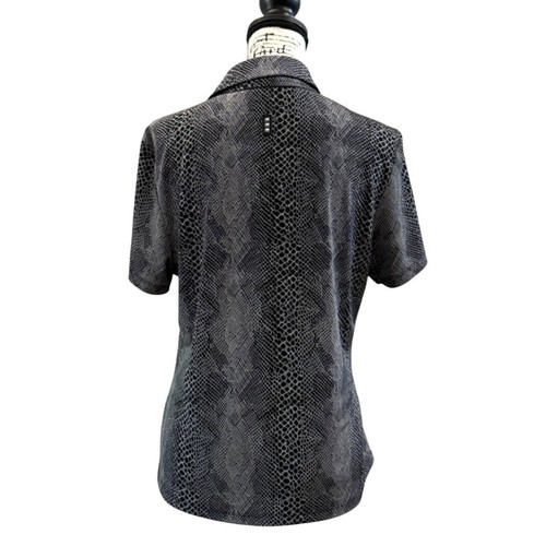 Jamie Sadock Womens Short Sleeve Top Collared 1/4 Zip Snake Print Gray Size M - Picture 3 of 7