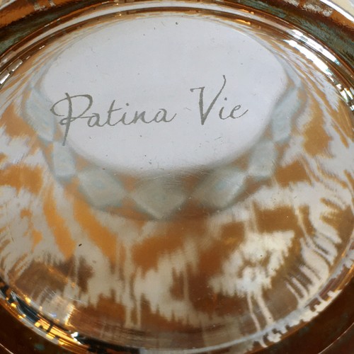 Anthropologie Patina Vie 12oz Cocktail Whiskey Highball Glasses Blue 18K Gold - Picture 5 of 6