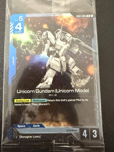 Unicorn Gundam (Unicorn Mode) Alternate Art Foil - GD01-005 NM - TCG Card Game