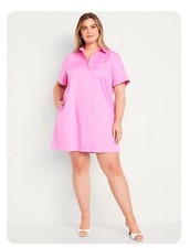 Old Navy Women's Solid Pink Button Down Mini Shirt Dress 3X NWT