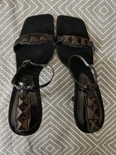 Vintage Y2K Nine West Black Brown Ankle Strap High Heeled Sandals 9.5