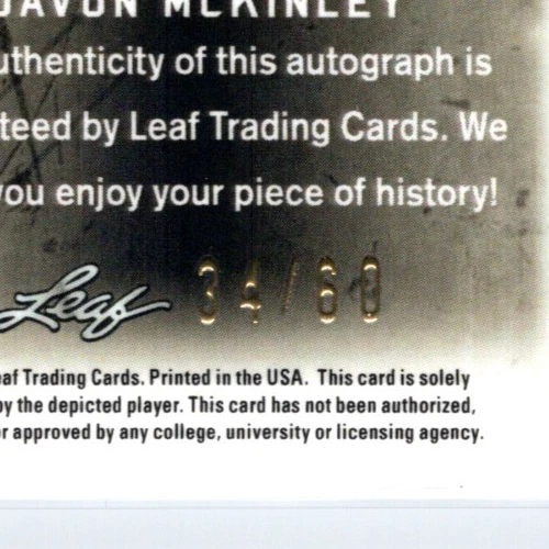 2021 Leaf Metal Draft Silver Marble /60 Javon McKinley #BA-JMK Rookie Auto RC - Image 3 of 3