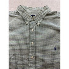 Polo Ralph Lauren Mens 4XB Green Navy Plaid Classic Button Down Shirt Big Tall