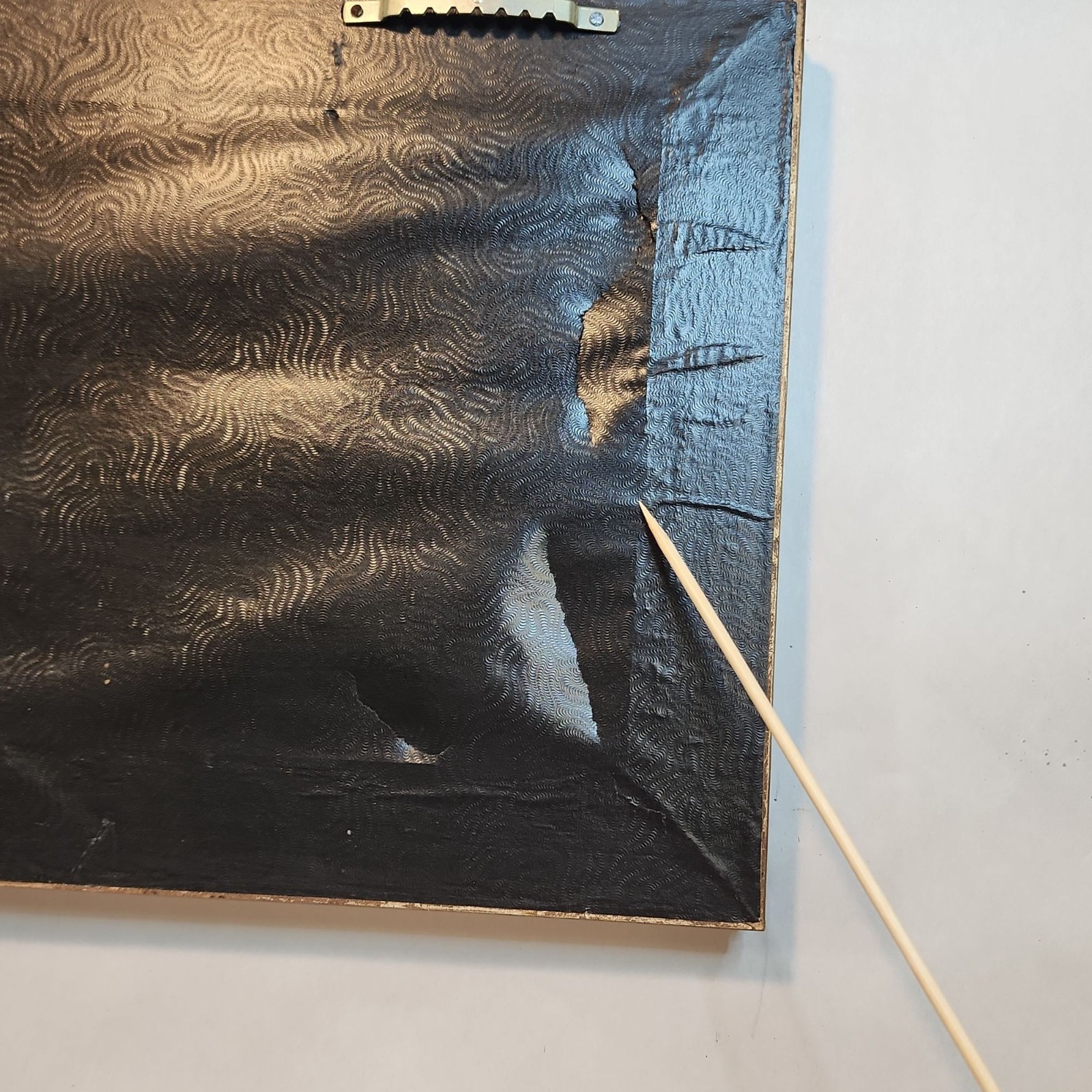 Hand-Painted VTG Persian Style Tile Wall Art Ornate Wooden Frame Floral MCM