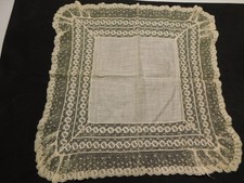 Beautiful Antique Linen  Lace Wedding Handkerchief Hankie 11"