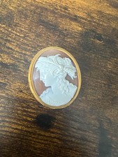 Antike Muschel-Kamee Damenprofil – Handgeschnitzt – 333 Goldfassung – Italien ca
