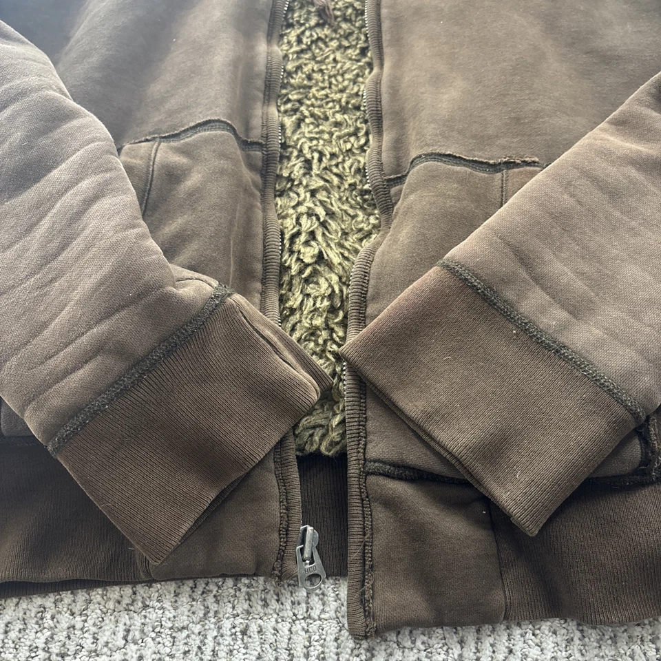 XL Hollister Y2K Marrón Sherpa Forrado Cremallera Completa Sudadera con Capucha Cálida Cómoda Capas Chaqueta Foto 4 de 4