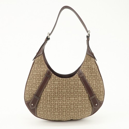 GIVENCHY 4G Logo Canvas Leather Hand Bag Shoulder Bag Beige Brown Auth Used F/S - Picture 2 of 23