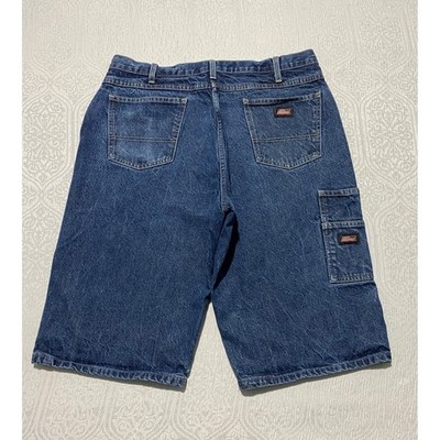 Dickies Mens Denim Carpenter Shorts Blue Relaxed Fit Utility