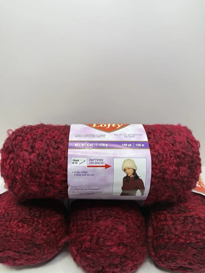 Hilo Corazón Rojo Ligero y Alto 9376 Vino Lote de 4 Madejas Super Voluminoso 6 Acrílicos Foto 2 de 3