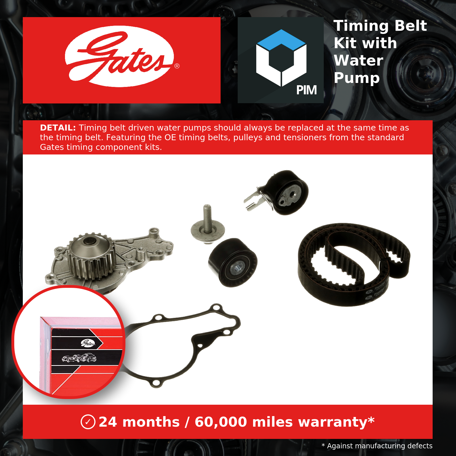 Timing Belt & Water Pump Kit fits CITROEN C3 Pluriel 1.4D 04 to 11 Set Gates New - Image 9