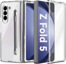 For Galaxy Z Fold 5 Case Clear Builtin Screen Protector with S Pen Holder