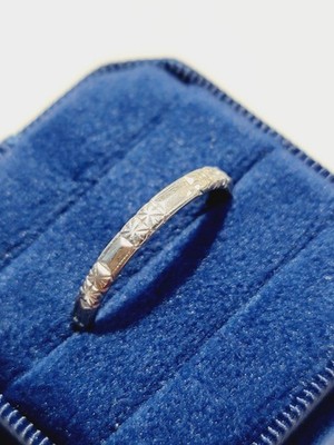 Antique Art Deco 900 Platinum Engraved Floral Detail Wedding Band Ring Sz 7.5