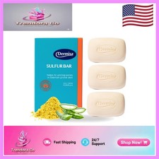 Sulfur Bar Soap with Aloe Vera: Cleansing, Hydrating  Acne Treatment Pack of 3