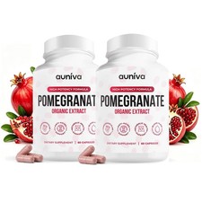 2x Auniva Organic Pomegranate Extract Capsules, Natural Pomegranate Supplement