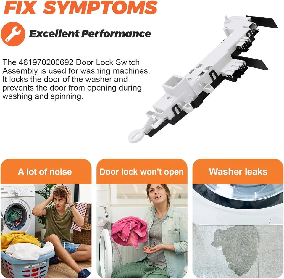 Kit de interruptor de bloqueo de pestillo de puerta para Amana NFW7200TW10 NFW7200TW11 NUEVO Foto 4 de 4