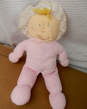 Vintage Eden Plush Doll Pink Terry Cloth Blonde Hair 10" Gingham