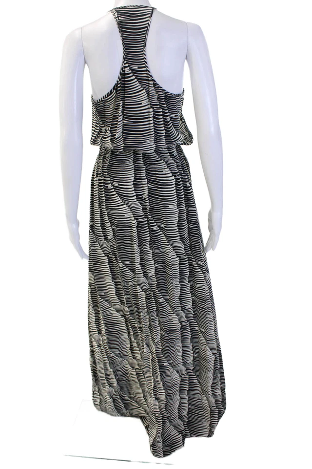 Maxi Vestido Parker Mujer Viscosa a Rayas Sin Mangas Negro Talla L Foto 3 de 4