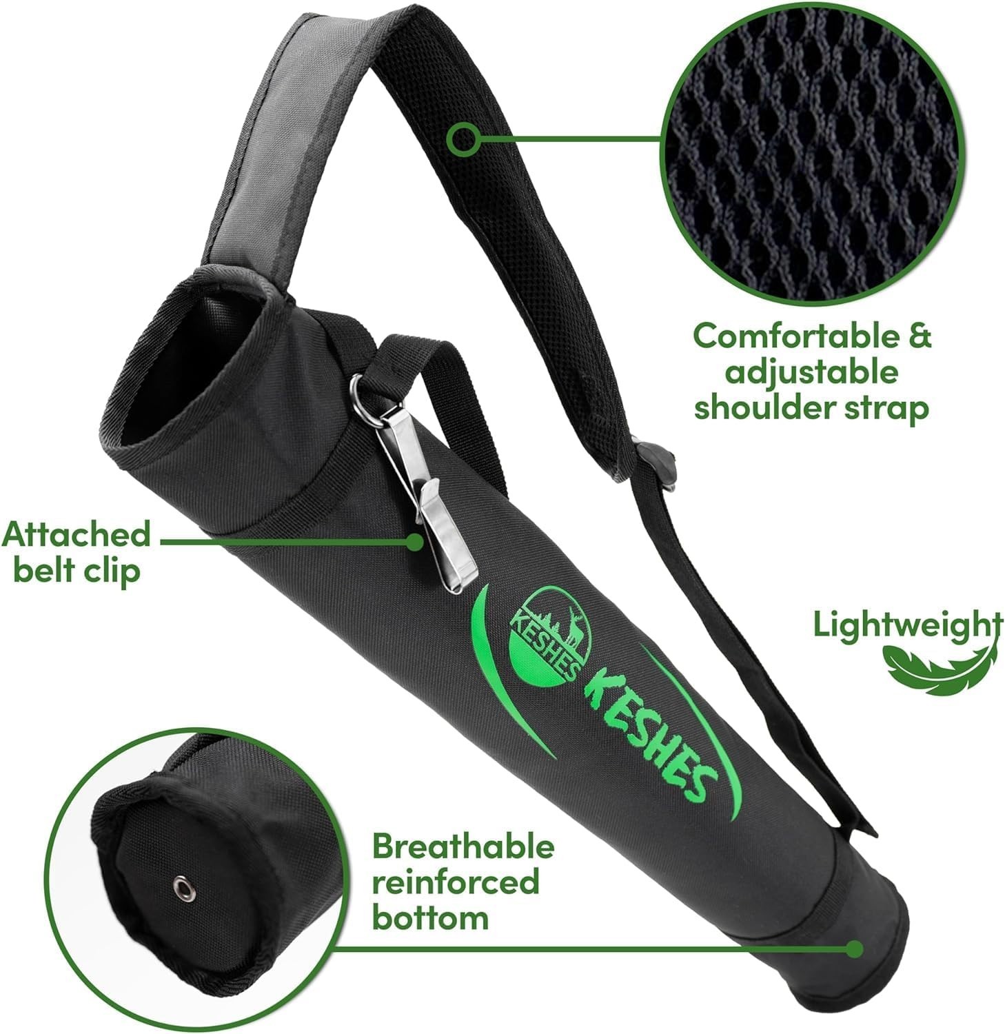 Adjustable Archery Quiver with Padded Strap, Fits Youth & Adults for Bow Hunts