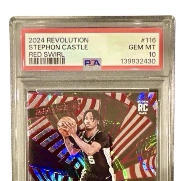 2024 Panini Revolution Stephon Castle RC #116 Red Swirl Rookie PSA 10 Spurs