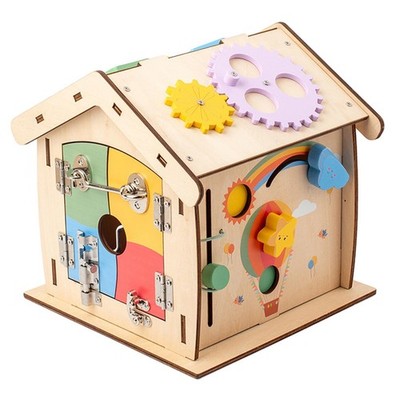 Busy Board Holzhaus, Lehraktivität, sensorisches Spielzeug für Kinder im