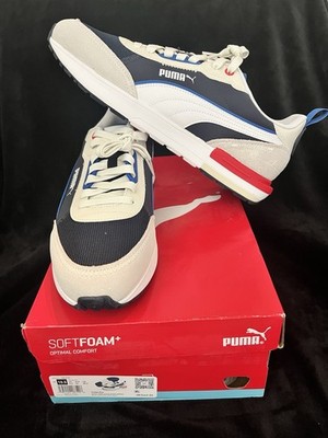 NIB Men s PUMA R22 Shoes Royal/White/Orange, Size 10.5 US