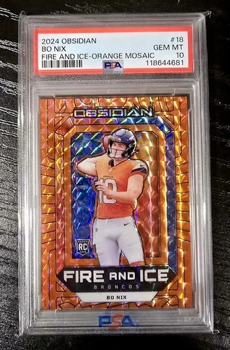 2024 Panini Obsidian - Fire and Ice Bo Nix #18 Orange Mosaic (RC) PSA 10 Pop 5