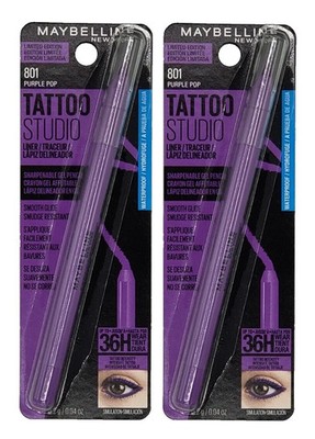 New! Maybelline Tattoo Studio Waterproof Liner Pencil 801 PURPLE POP (2 PACK)