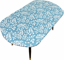 Oval Classic Elastic Edged Flannel Backed Vinyl Fitted Table Cloth Waterproof Oi