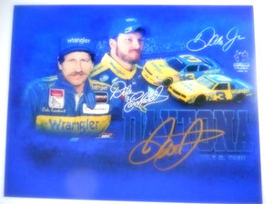 Dale Earnhardt Jr signed W/ SR #3 VINTAGE Wrangler Collage Nascar WC 8x10 Photo