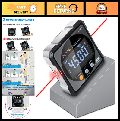 Digital Angle Finder with Laser - Magnetic Inclinometer, Backlit Miter Protracto