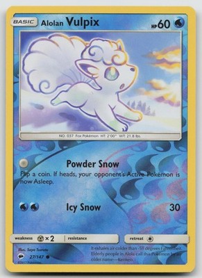 Alolan Vulpix 27/147 Burning Shadows Pokemon Reverse Holo NM