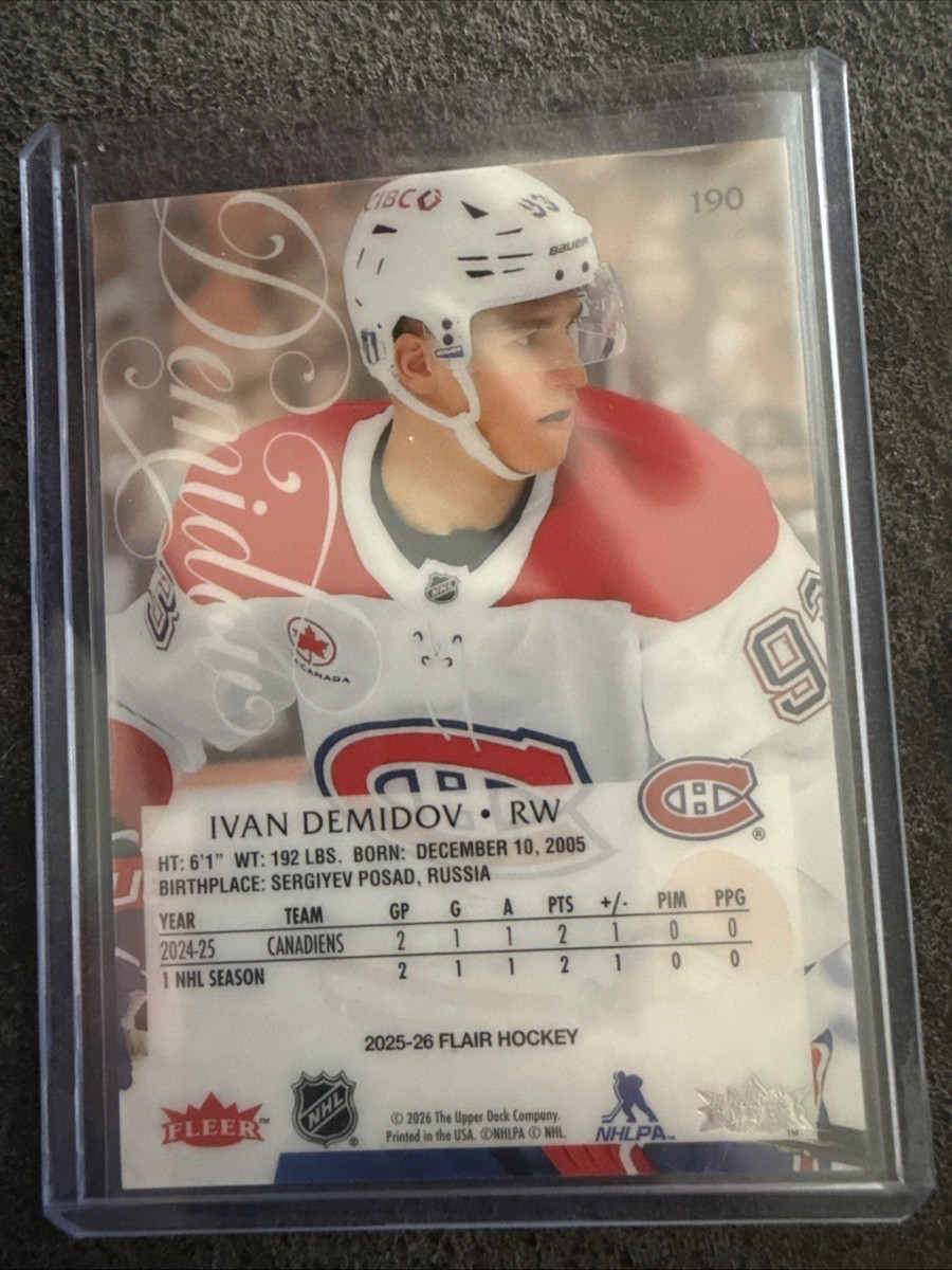 Ivan Demidov 2025-26 Flair Hockey Rookie Card RC #190 | eBay