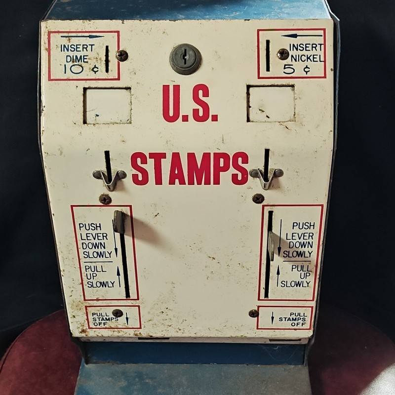 Vintage U.S. Postage Stamp Vending Machine Coin-Operated Nickel/Dime Metal
