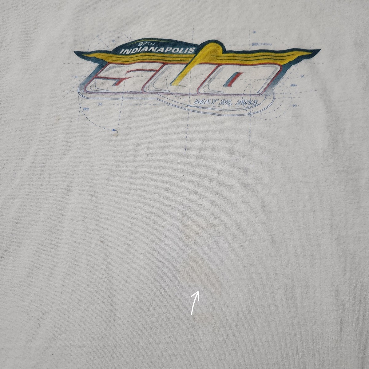 Mens 97th INDY 500 RACETRACK Schematics Tshirt Sz XL White May