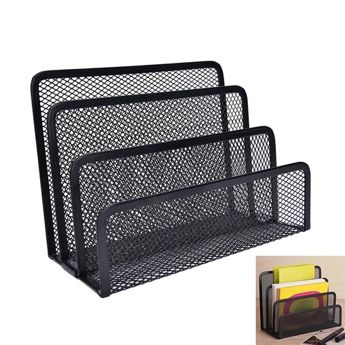 Black Mesh Letter Paper File Storage Rack Holder Tray Organiser Desktop Offilo - Picture 8 of 10