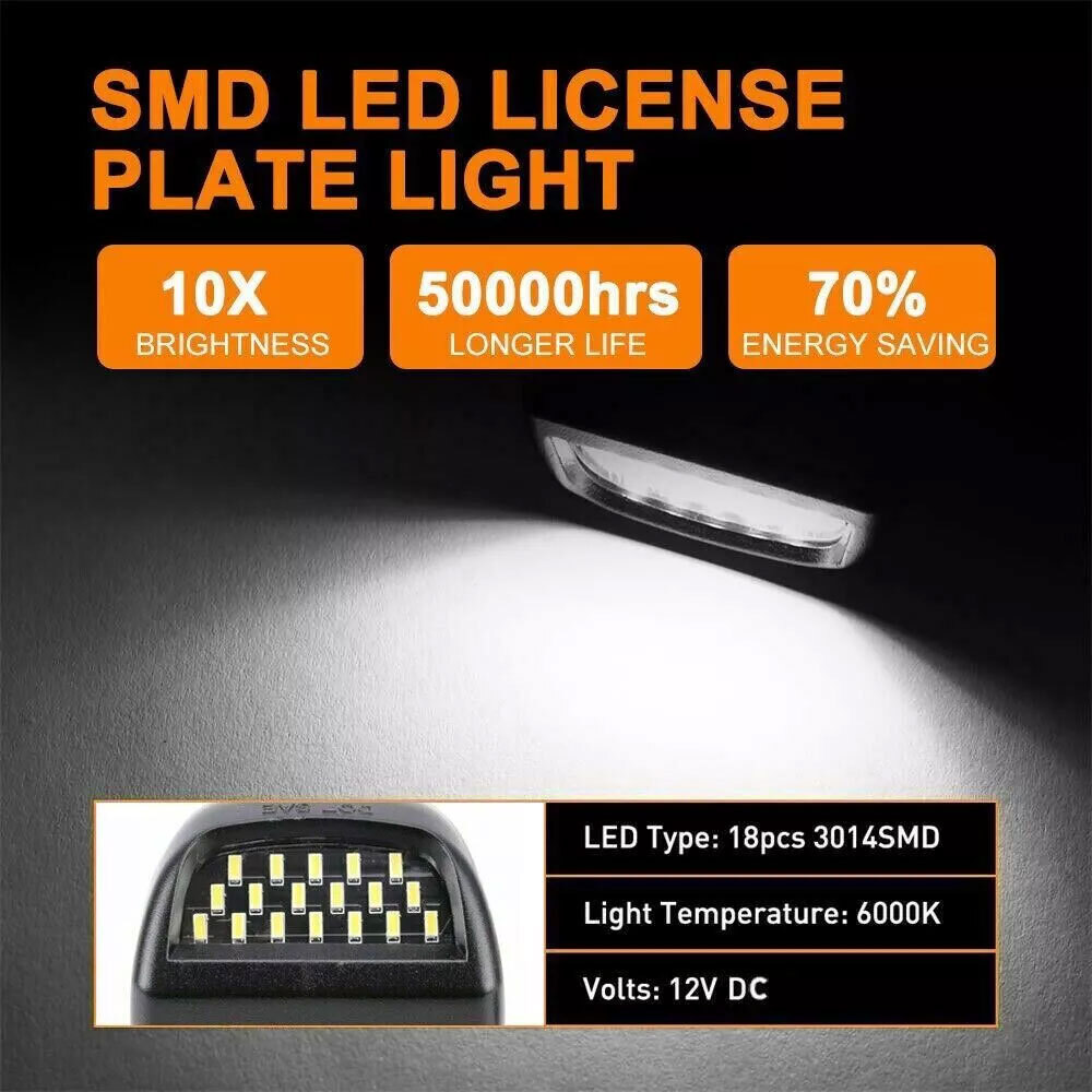 2X LED License Plate Light For GMC Yukon Sierra 1500 2500 Chevy Tahoe Silverado